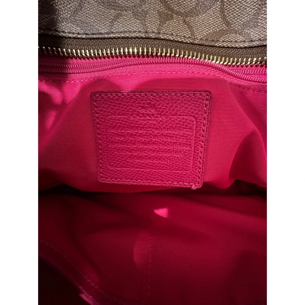 Coach Signature Canvas Baby Bag Diaper Tote Khaki Pink F35414